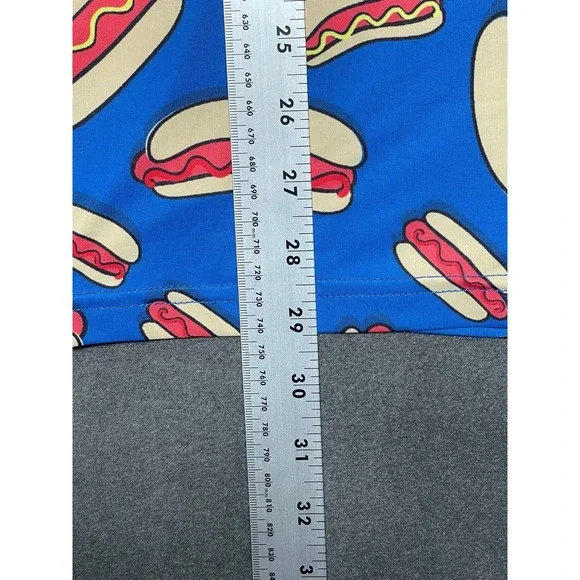 Tipsy Elves Large Blue Hot Dog Short Sleeve Polo Golf Athletic Shirt Bowling - Picture 6 of 7